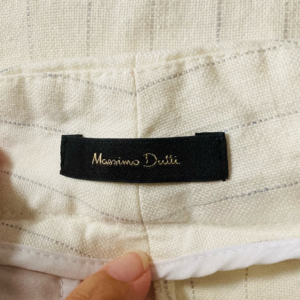 Massimo Dutti white linen pin stripe wide leg linen trousers. Size 4 - Picture 7 of 8